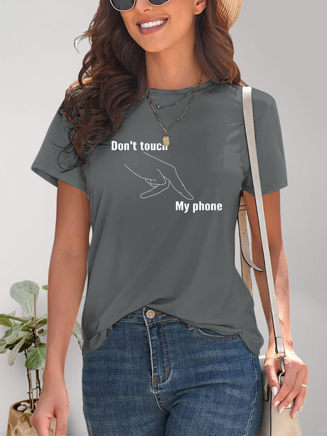 Graphic Round Neck Short Sleeve T-Shirt - Charming Charlie