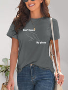 Graphic Round Neck Short Sleeve T-Shirt - Charming Charlie