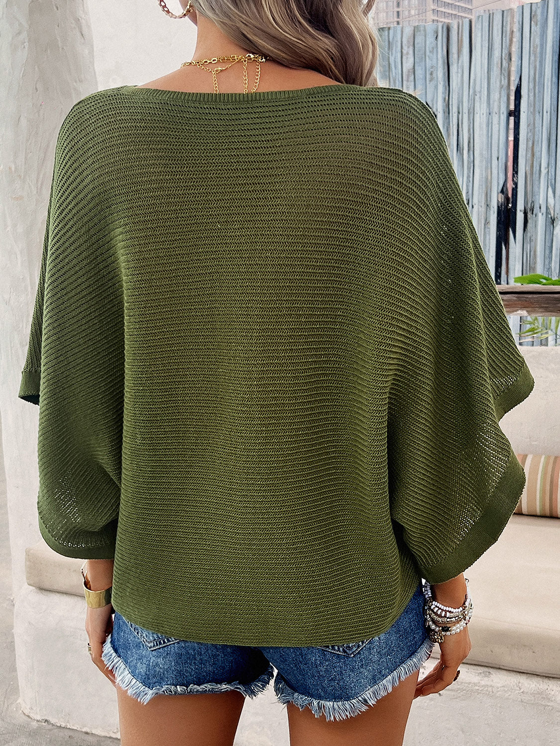 V-Neck Batwing Sleeve Knit Top - Charming Charlie