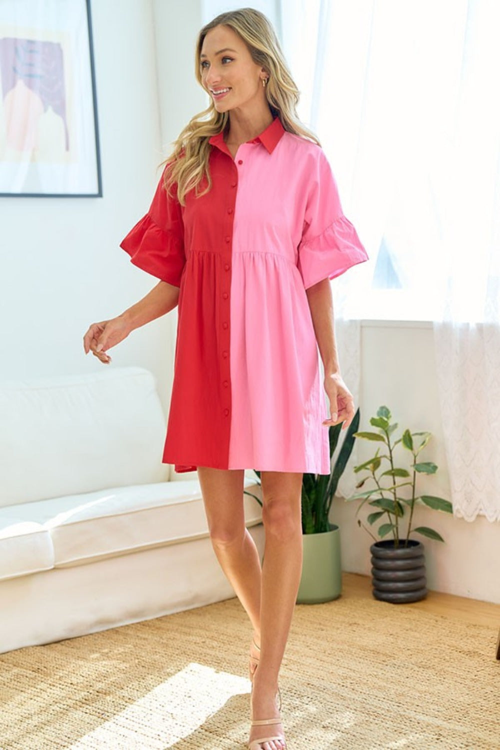 First Love Full Size Color Blocked Button Down Babydoll Dress – Charming Charlie First Love Full Size Color Blocked Button Down Babydoll Dress – Charming Charlie