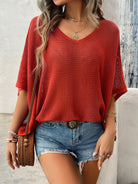 V-Neck Batwing Sleeve Knit Top - Charming Charlie