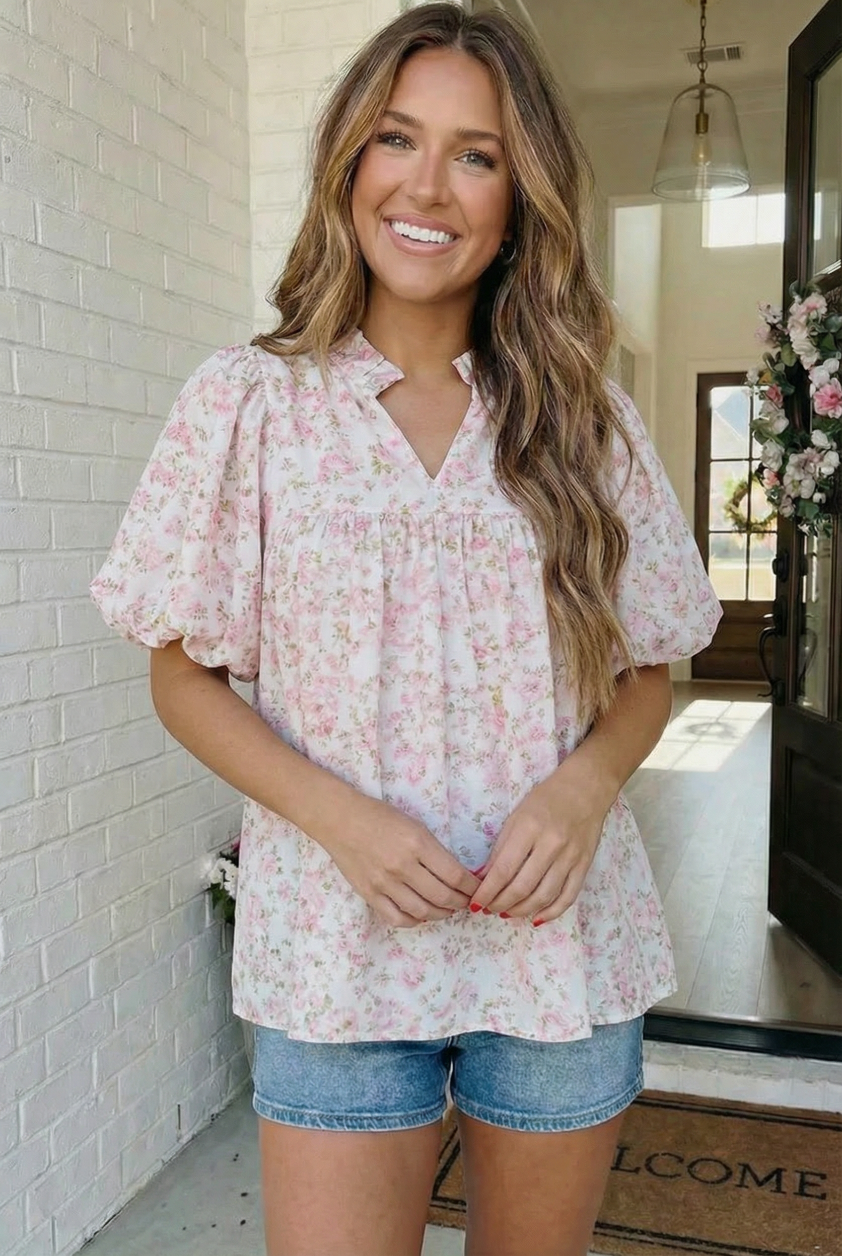 State Fair Summer Ruffle Neck Babydoll Blouse - Charming Charlie