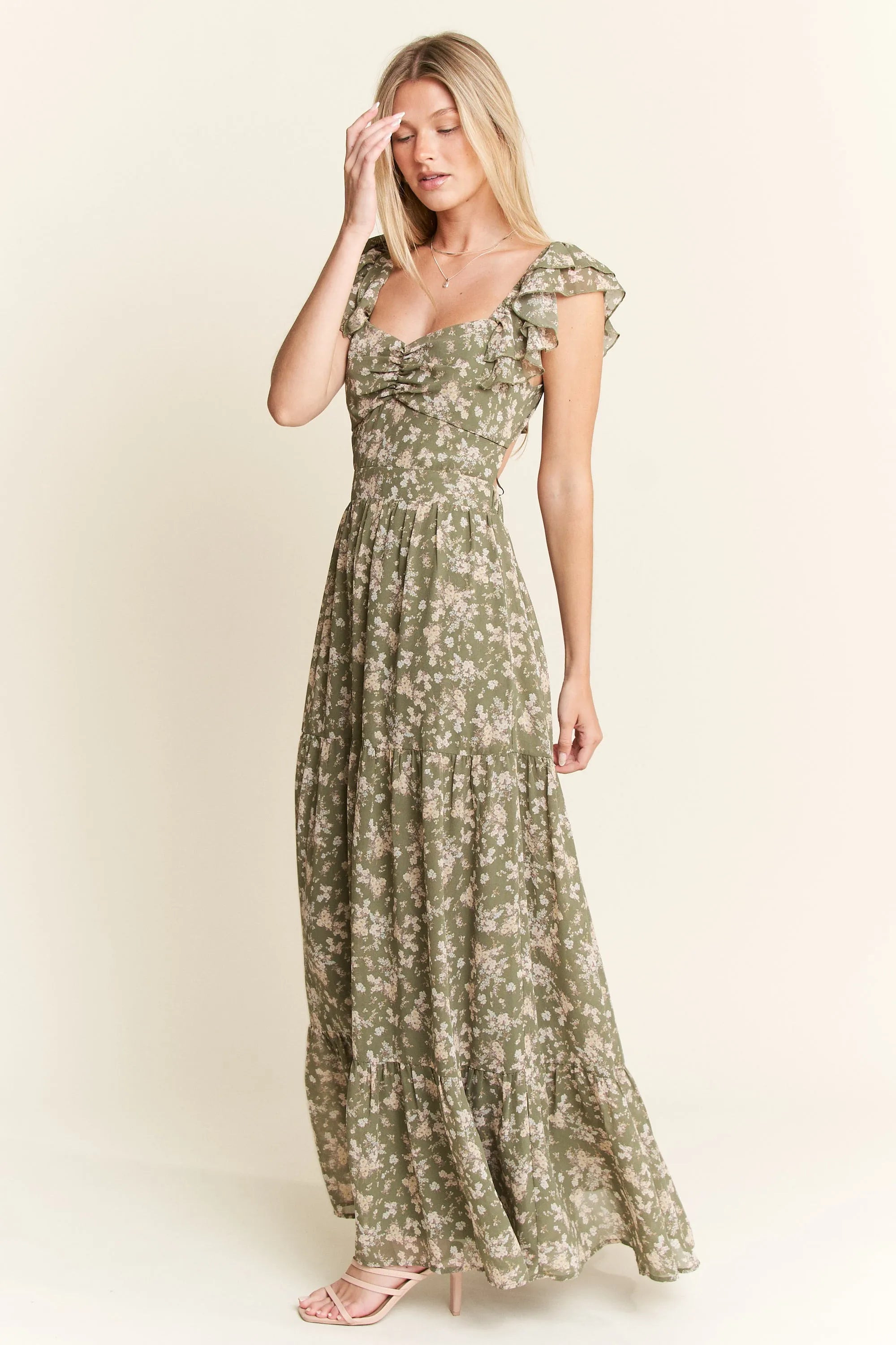 Jade By Jane Ruffle Sleeve Tiered Maxi Dress Charming Charlie Jade By Jane Ruffle Sleeve Tiered Maxi Dress Charming Charlie