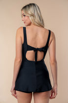 White Birch Full Size Sleeveless Tie Back Performance Knit Swim Dress - Charming Charlie