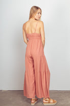 VERY J Sleeveless Ruched Wide Leg Jumpsuit - Charming Charlie