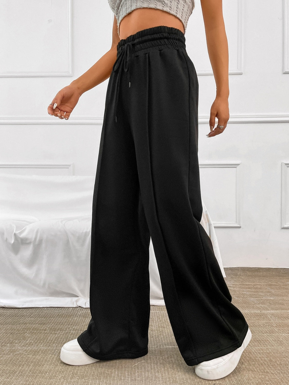 Honey Drawstring Elastic Waist Wide Leg Pants – Charming Charlie