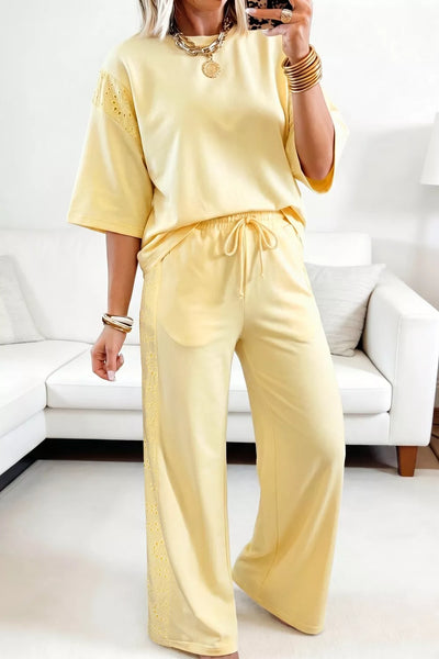 Half Sleeve Top and Drawstring Pants Set – Charming Charlie