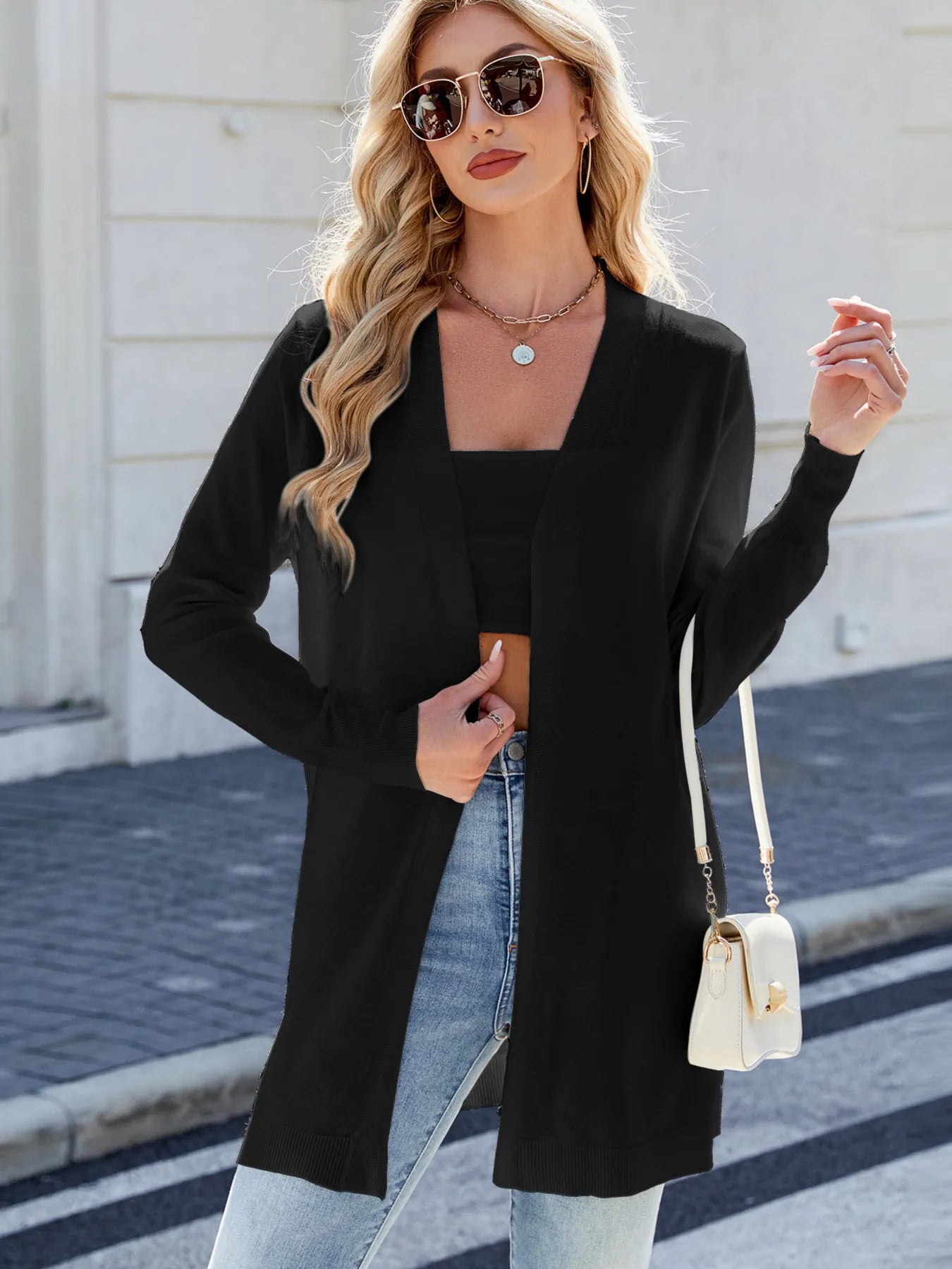 Striped Open Front Cardigan with Relaxed Fit – Charming Charlie