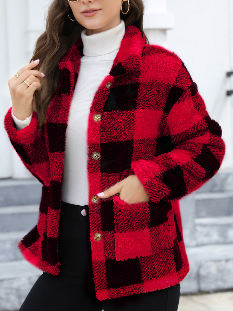 Button Up Dropped Shoulder Jacket main image 0