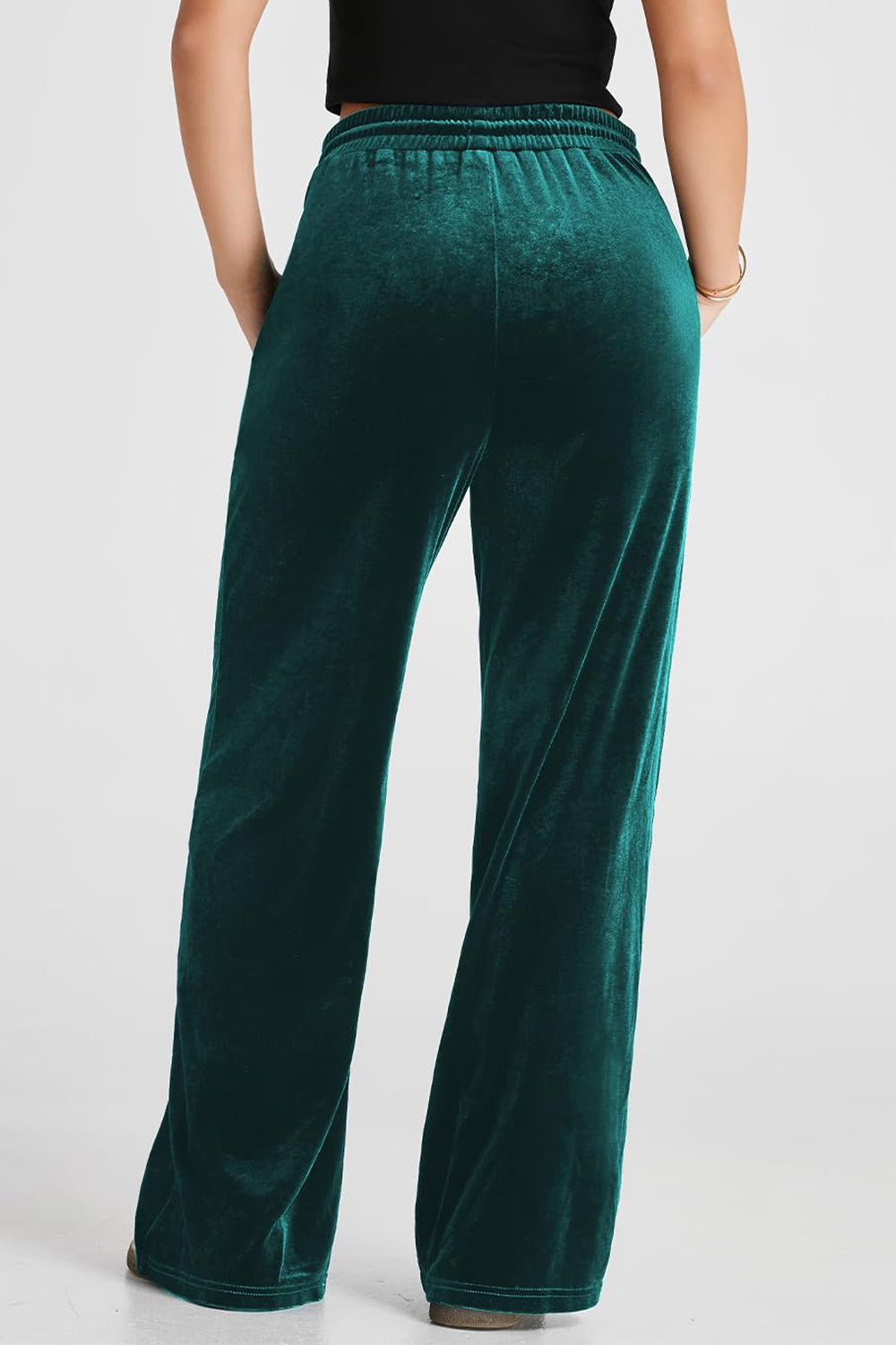 Drawstring Elastic Waist Straight Leg Pants - Charming Charlie