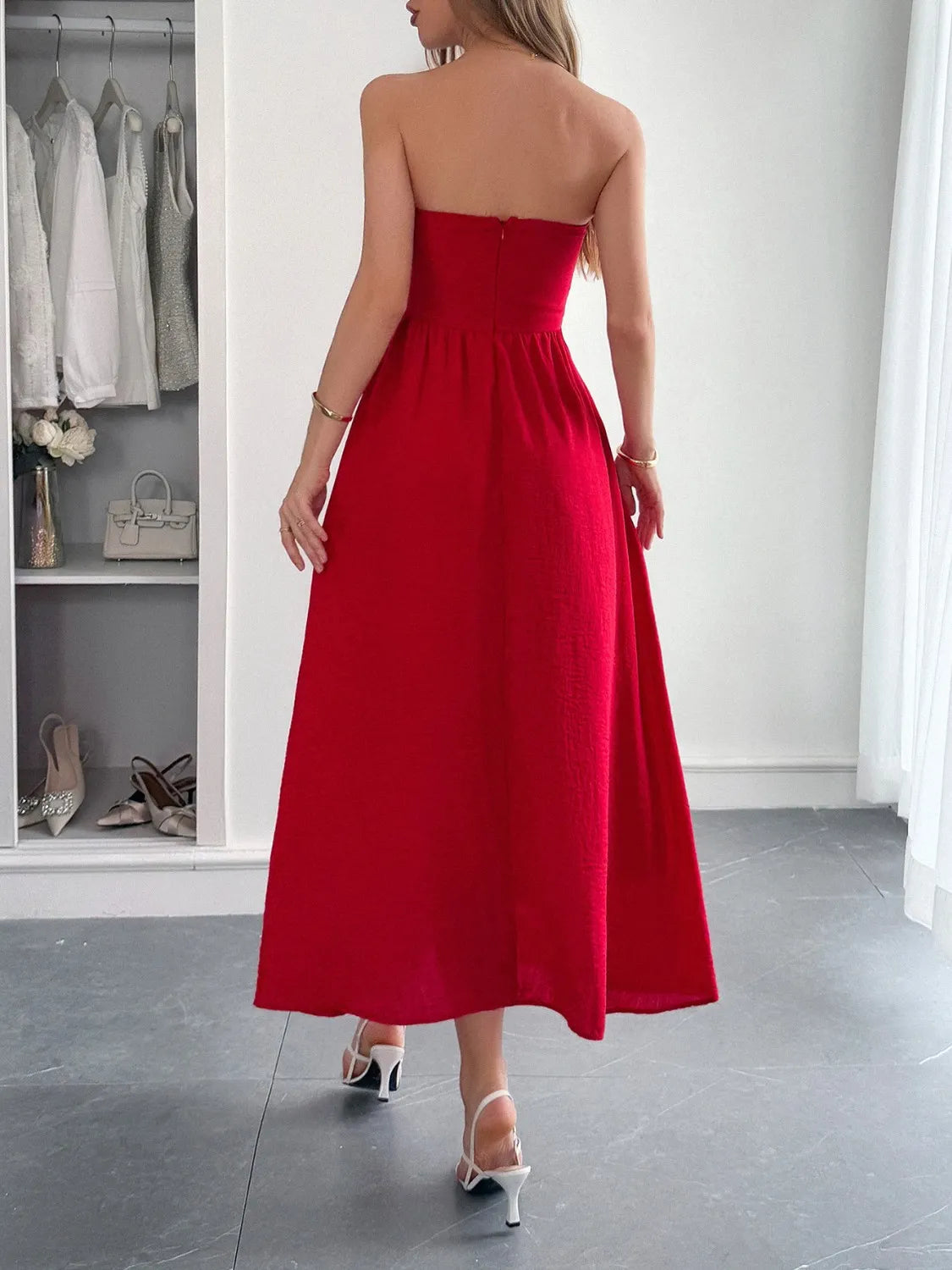 Strapless A-Line Midi Dress with Pockets  Charming Charlie