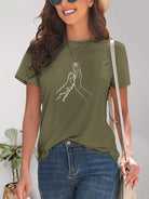 Graphic Round Neck Short Sleeve T-Shirt - Charming Charlie