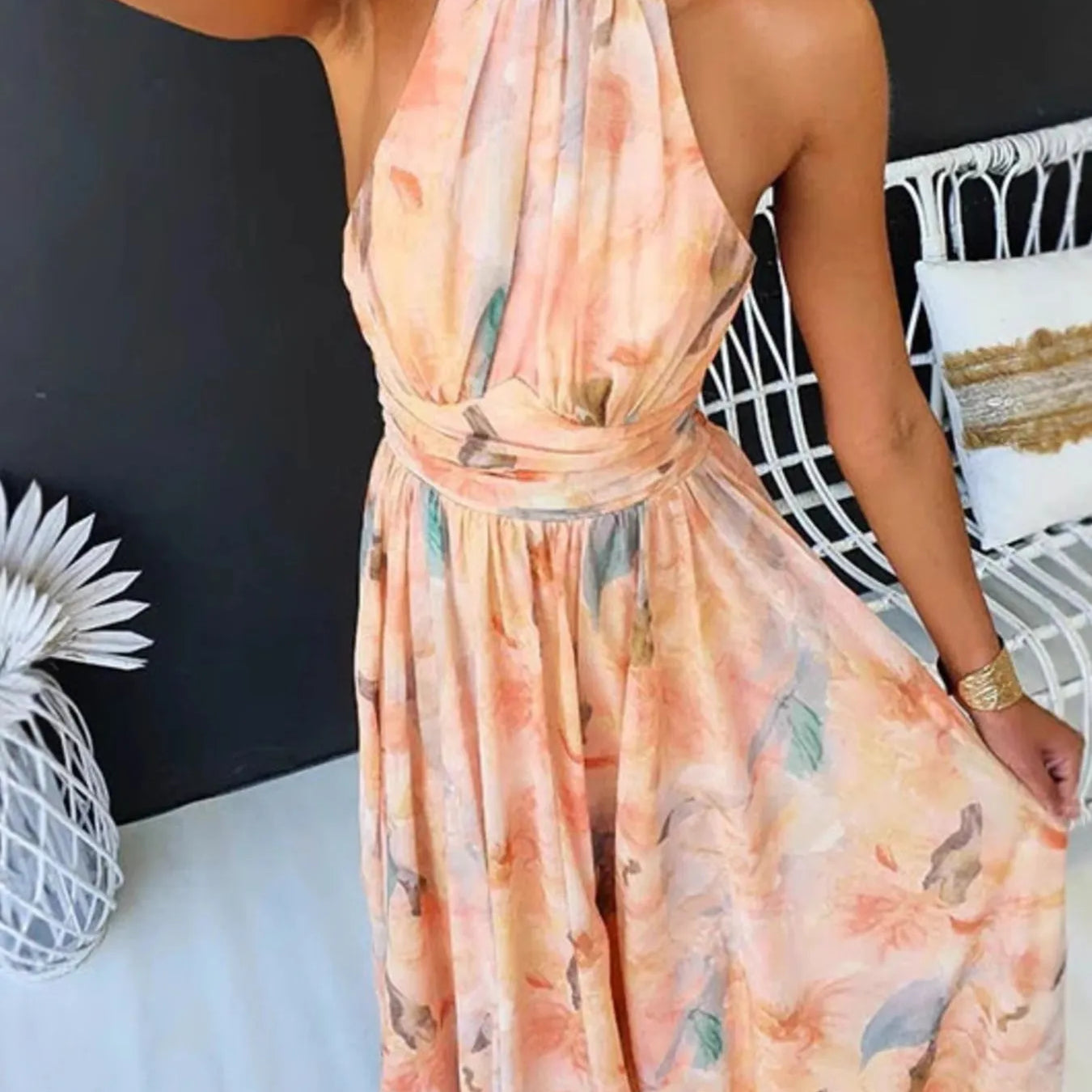 Floral Halter Neck Backless Summer Dress Charming Charlie Floral Halter Neck Backless Summer Dress Charming Charlie