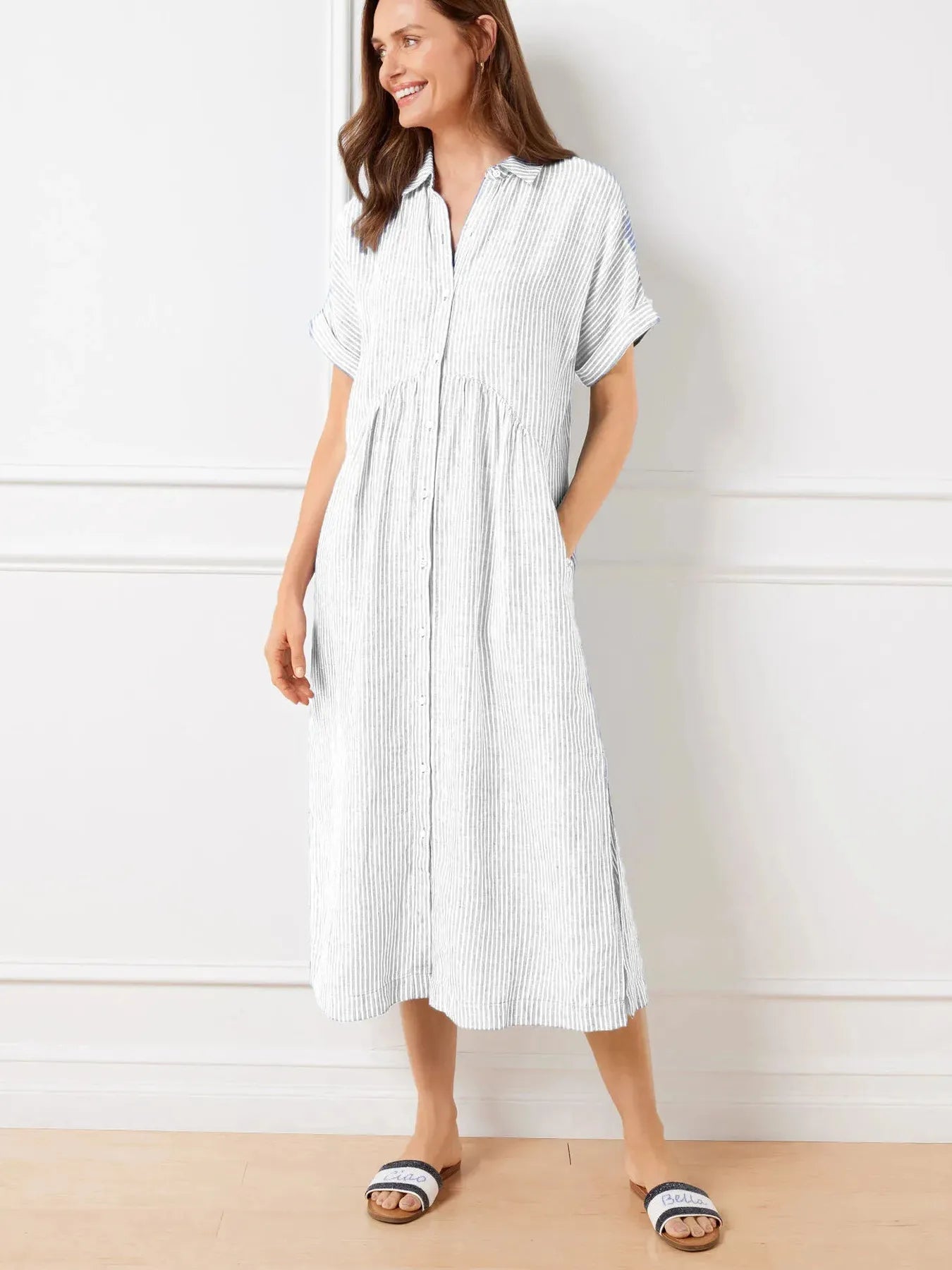 plus size button front midi dress Full Size Striped Button-Front Midi Dress Plus Size – Charming Charlie