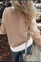 Striped Round Neck Long Sleeve Sweater - Charming Charlie