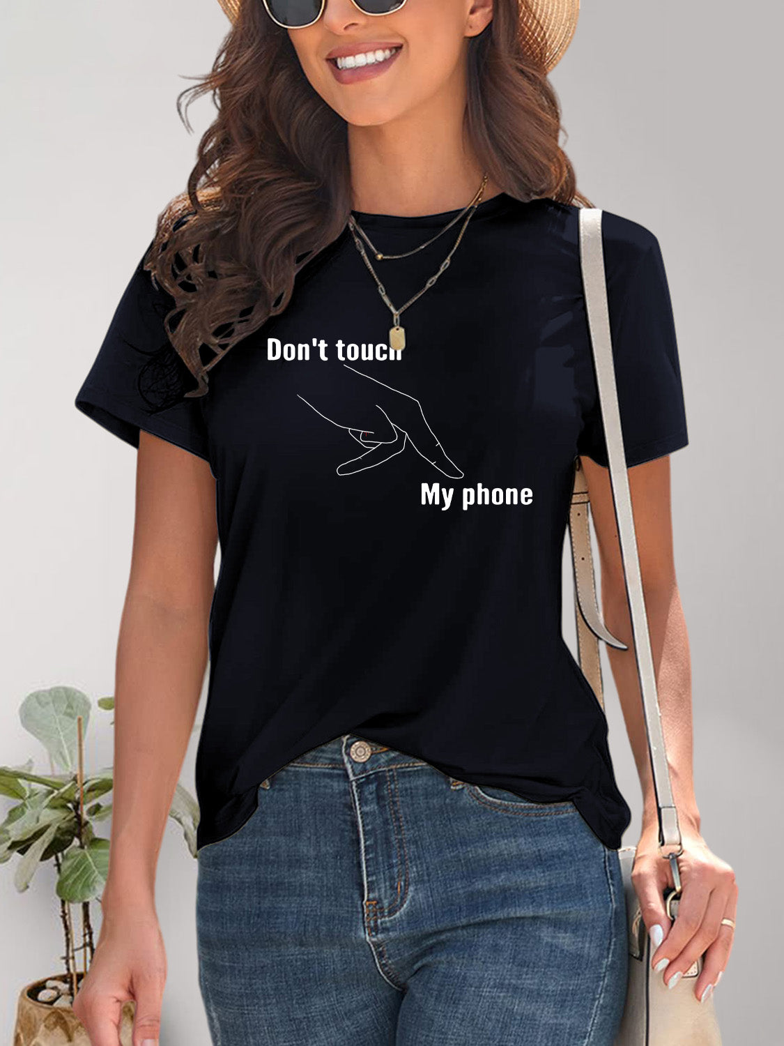 Graphic Round Neck Short Sleeve T-Shirt - Charming Charlie