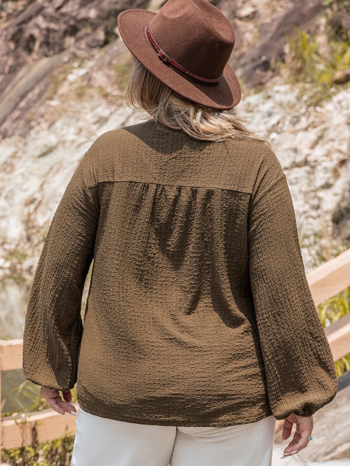 Plus Size Tie Neck Long Sleeve Blouse – Charming Charlie