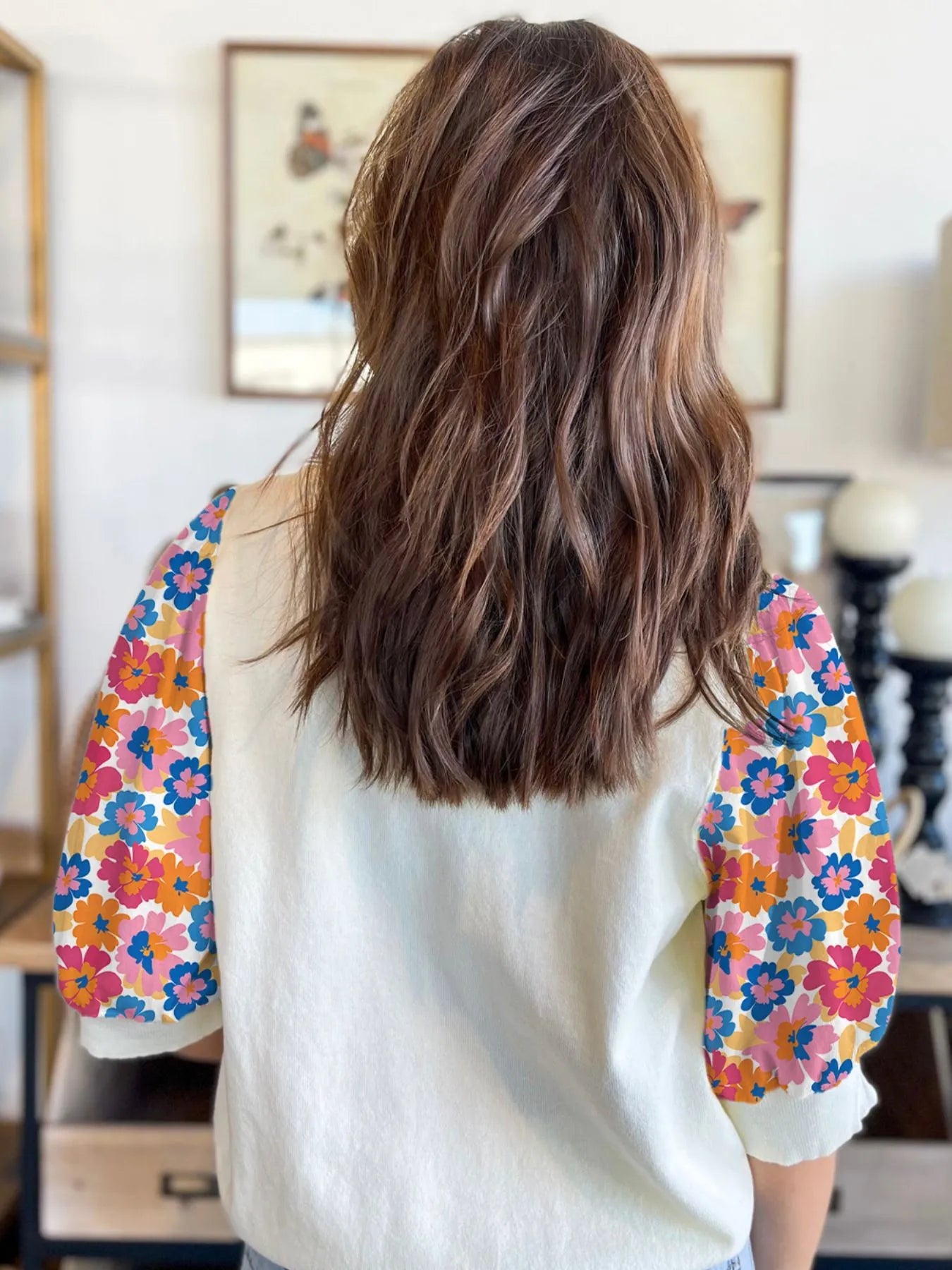 HOPELY Floral Round Neck Waffle T-Shirt main image 0