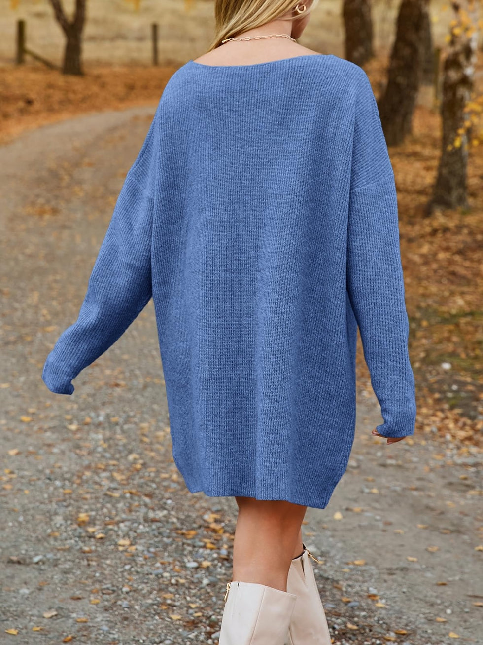 V-Neck Dropped Shoulder Sweater main image 0