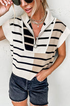Stripe Colorblock Quarter Zip Collar Sweater Vest - Charming Charlie
