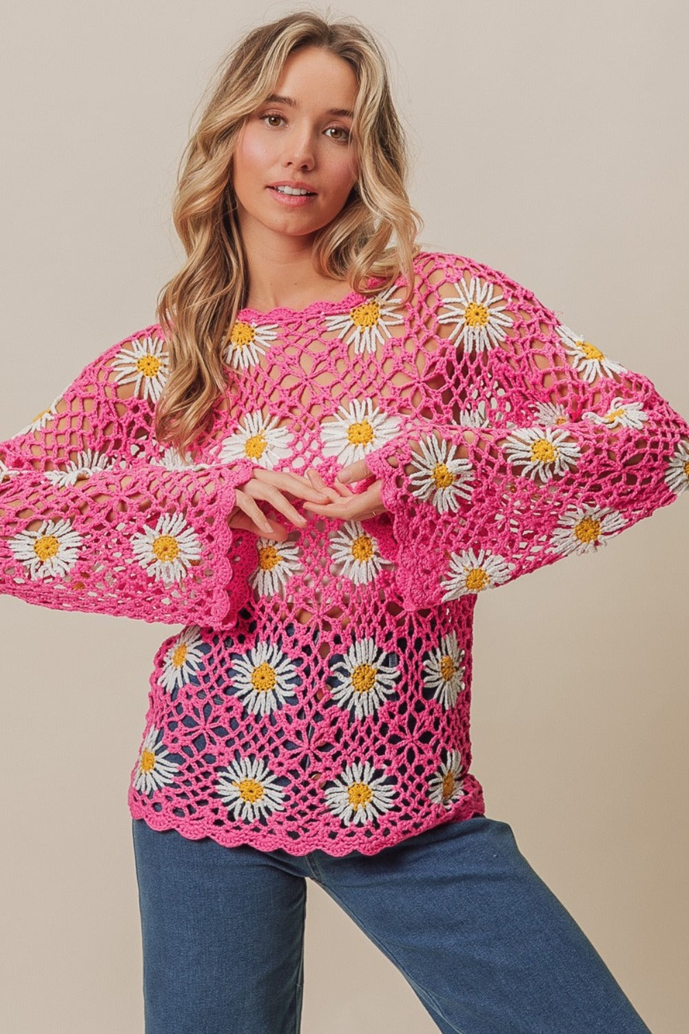 BiBi Floral Crochet Net Lace Cover Up - Charming Charlie