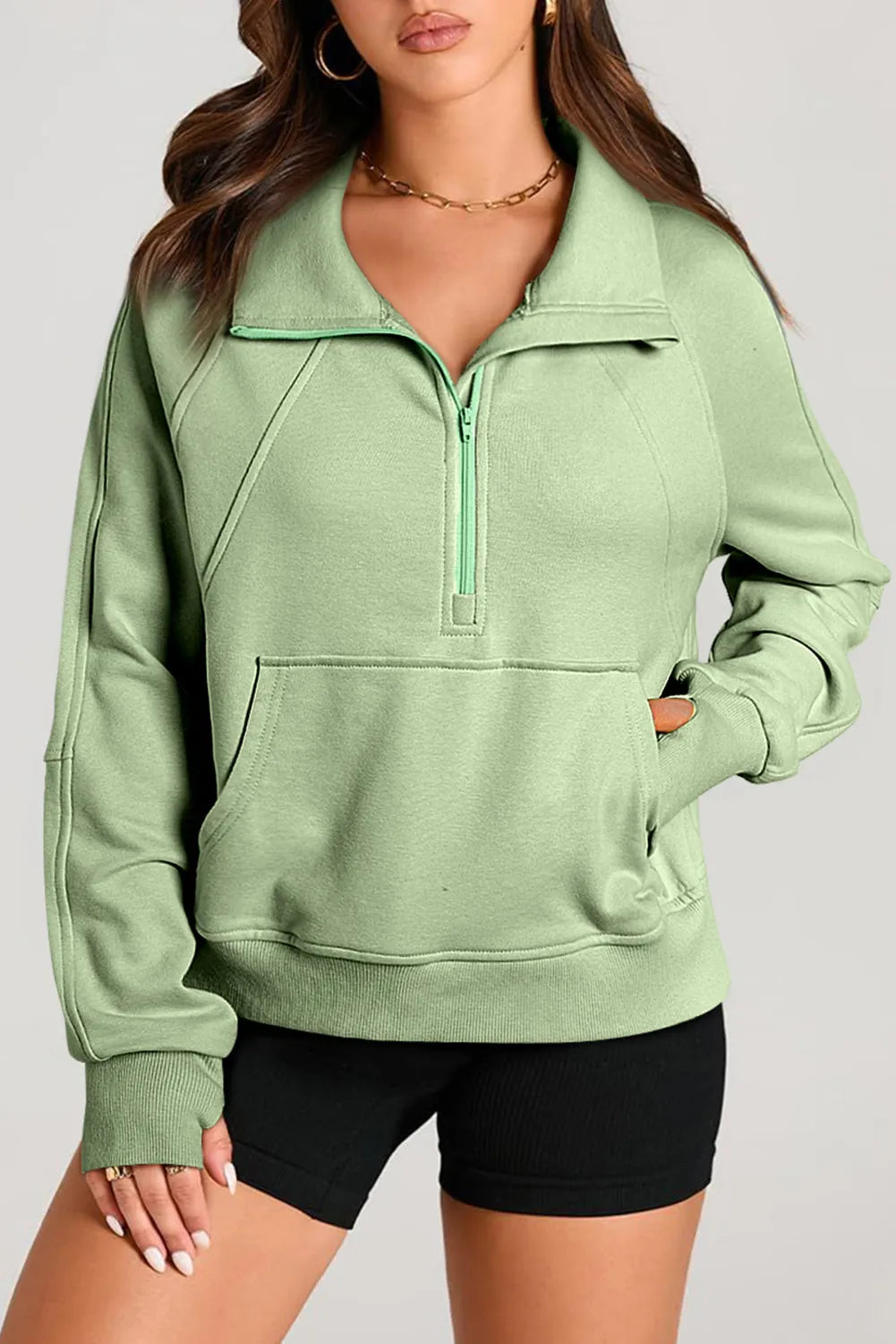 Half Zip Long Sleeve Sweatshirt - Charming Charlie