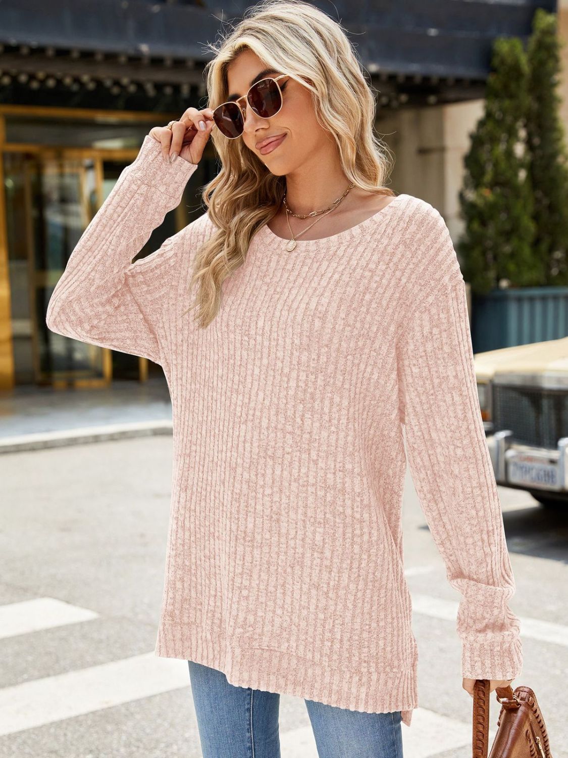 Round Neck Long Sleeve T-Shirt - Charming Charlie