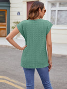 Textured Round Neck Cap Sleeve T-Shirt - Charming Charlie
