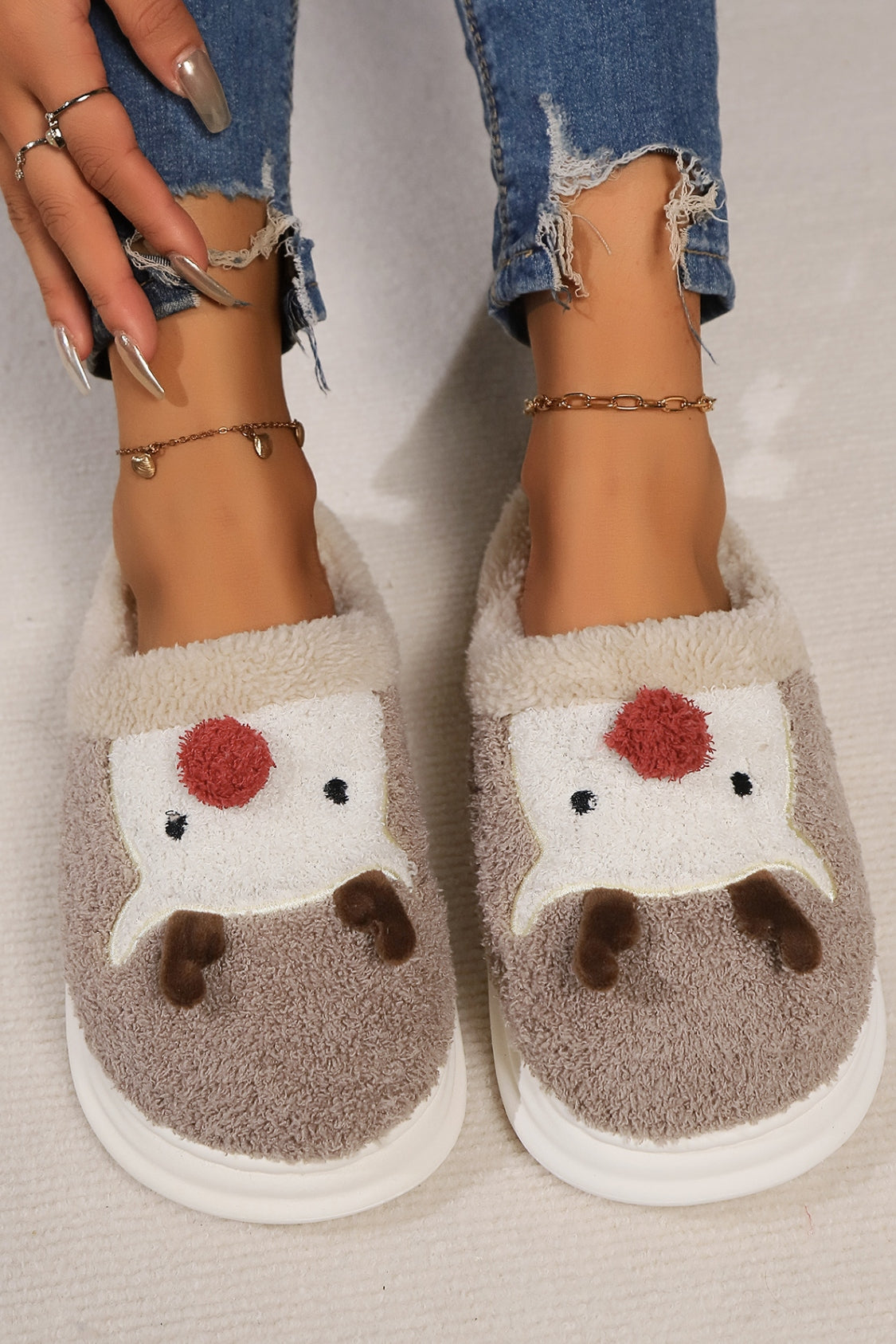 Elk Furry PVC Flat Slippers - Charming Charlie