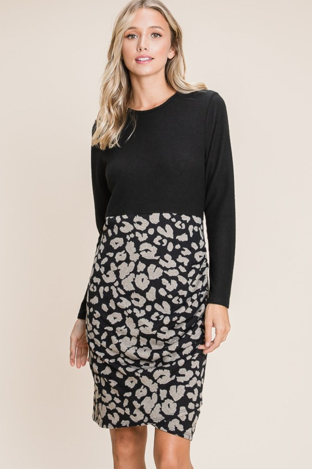 BOMBOM Leopard Color Block Knit Dress Charming Charlie BOMBOM Leopard Color Block Knit Dress Charming Charlie