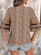 Printed V-Neck Half Sleeve Blouse - Charming Charlie