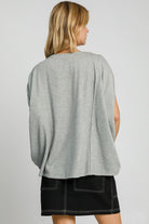 Umgee Exposed Seam Round Neck Batwing Sleeve Knit Top - Charming Charlie