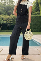 Tied Pocketed Spaghetti Strap Overalls - Charming Charlie
