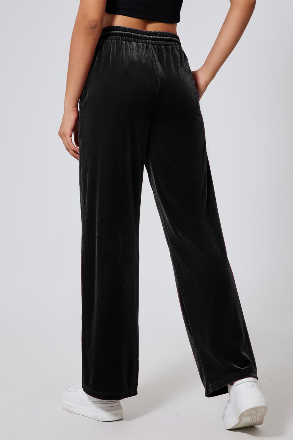 Drawstring Elastic Waist Straight Leg Pants - Charming Charlie