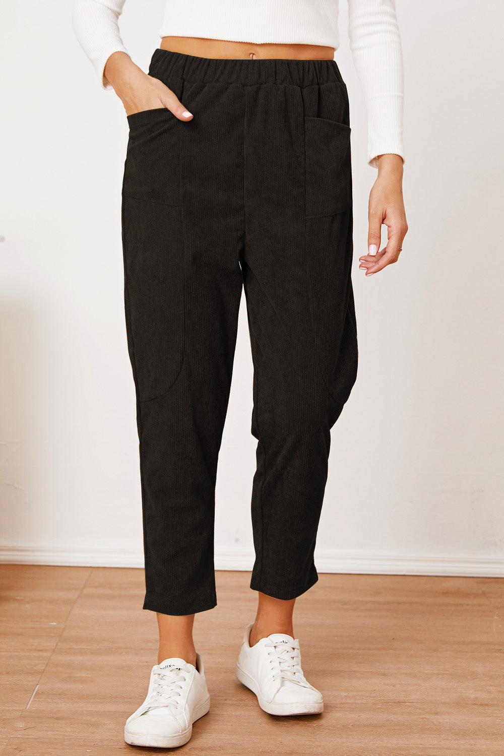 Pocketed Elastic Waist Pants - Charming Charlie