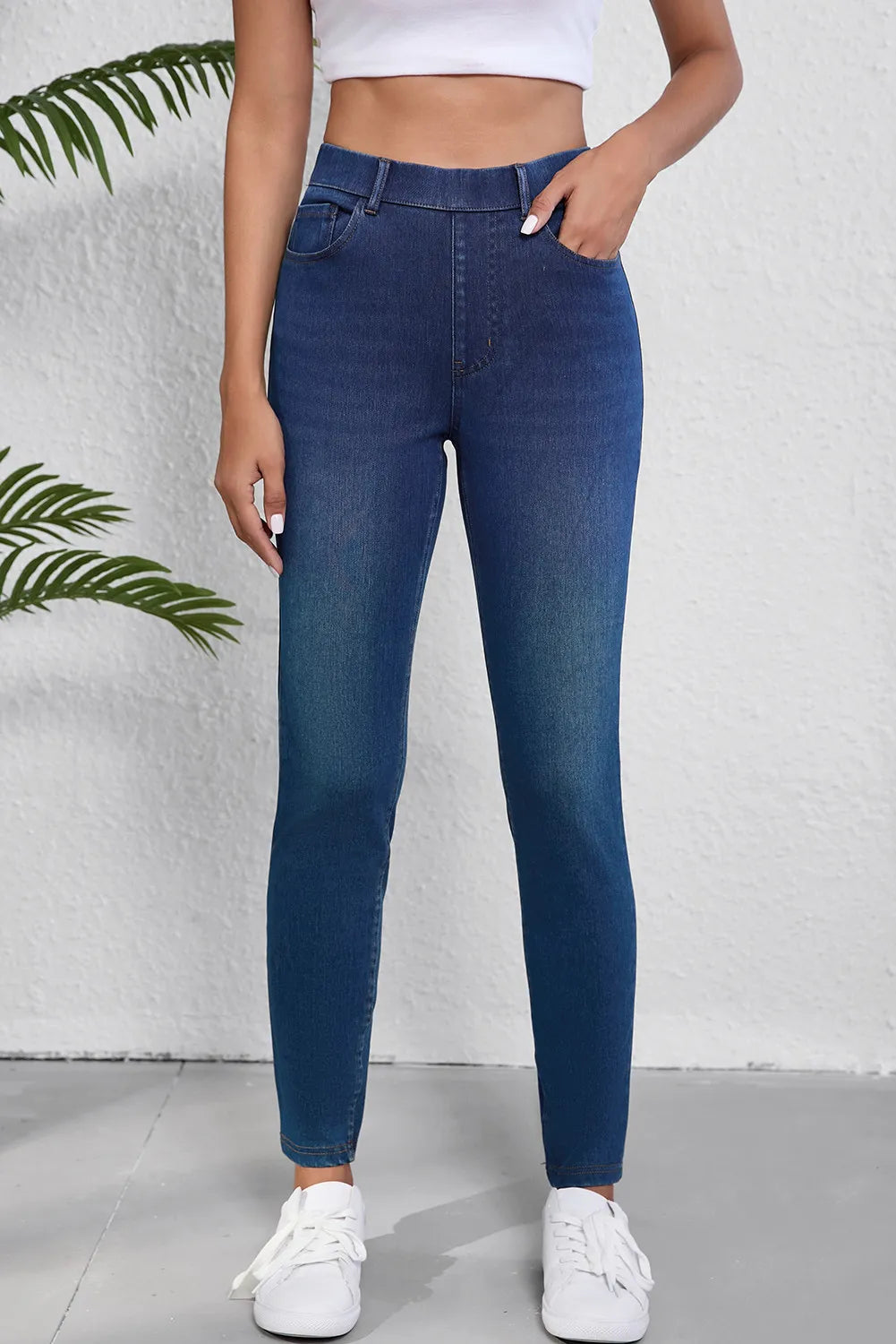 High Waist Skinny Jeans with Pockets - Charming Charlie