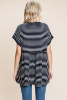 Cotton Bleu by Nu Label Striped Button Front Baby Doll Top - Charming Charlie