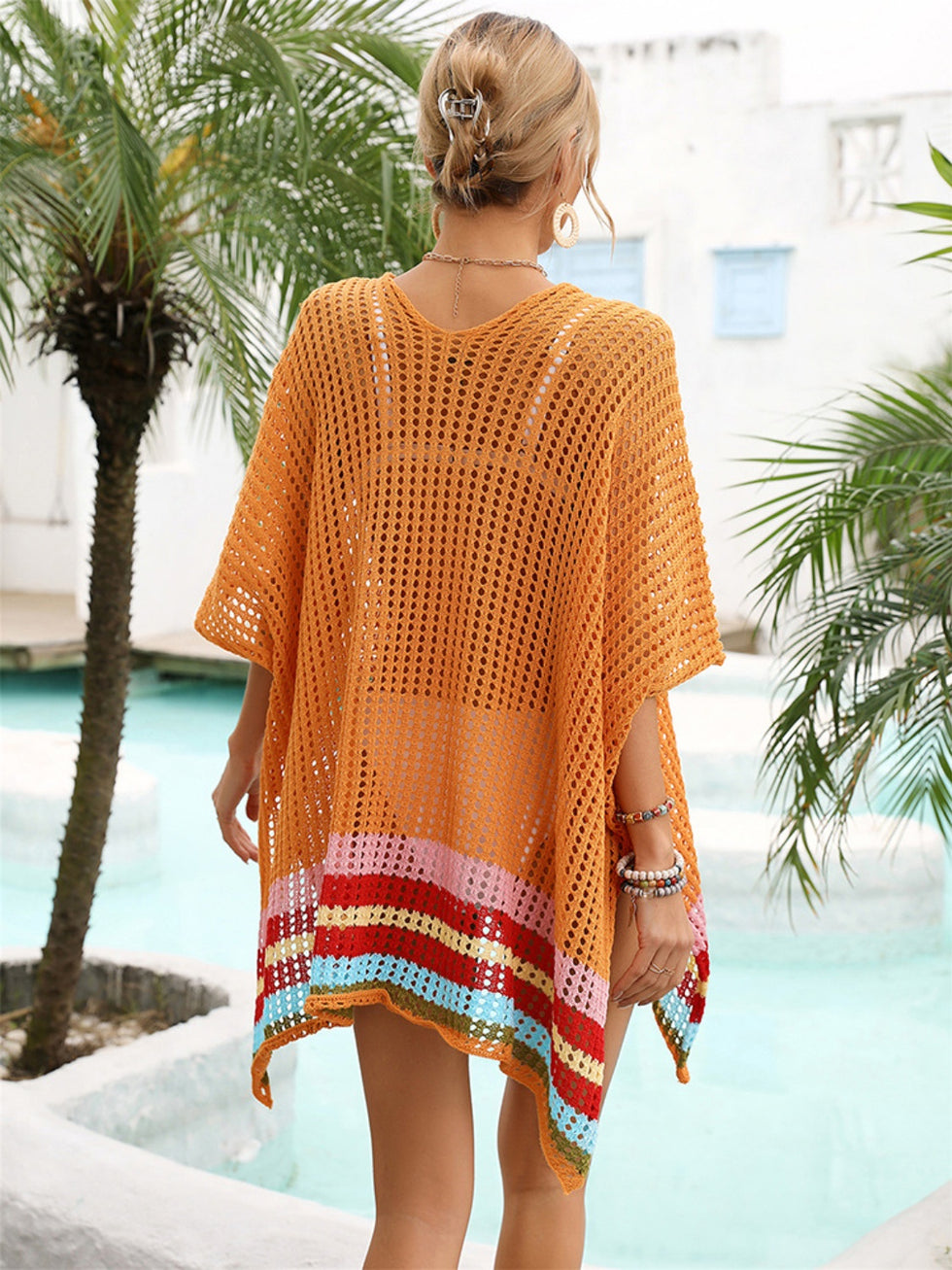 Long Sleeve Round Neck Openwork Cover-Up main image 1