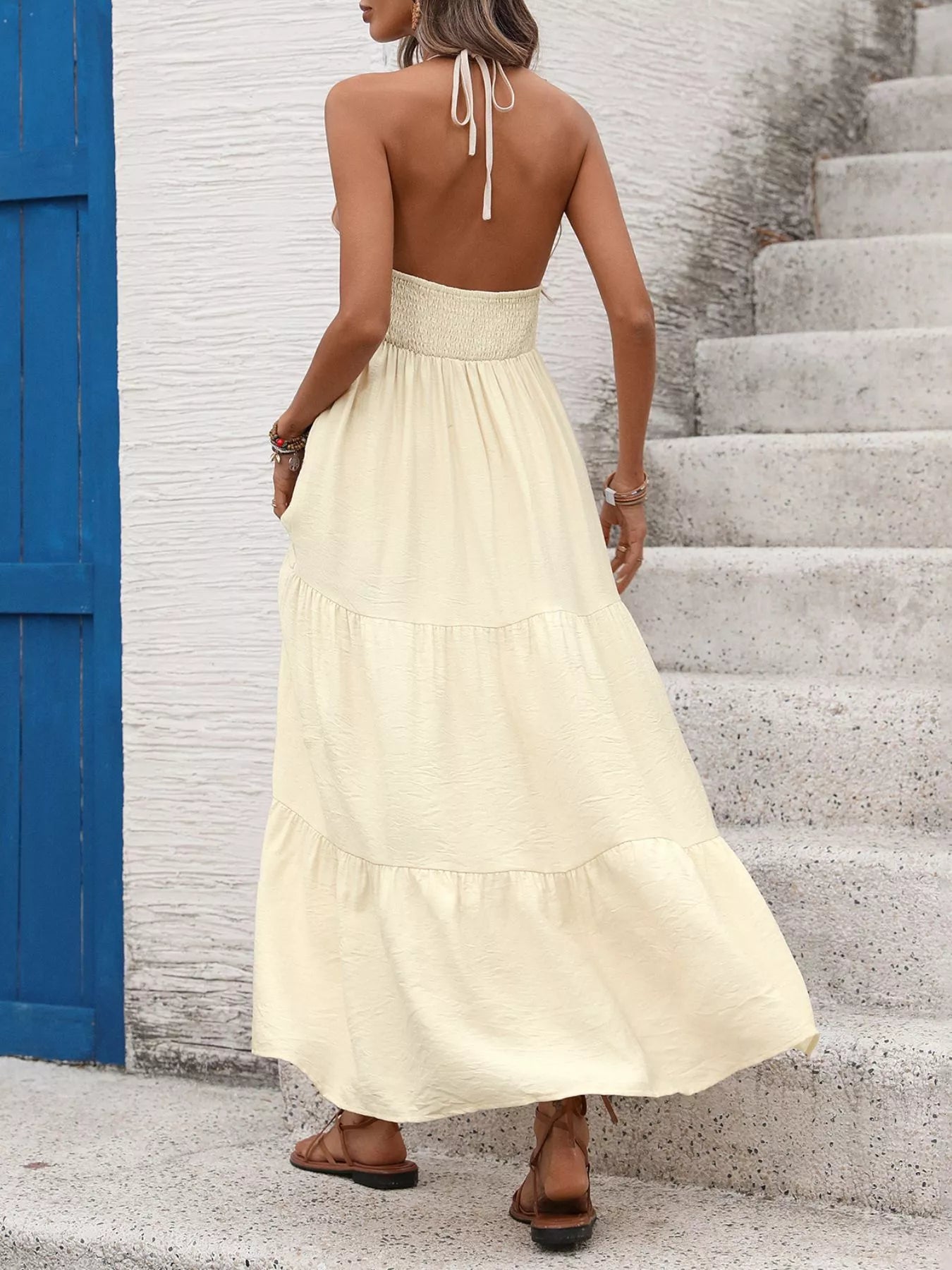 Halter Neck Tiered Maxi Dress – Charming Charlie