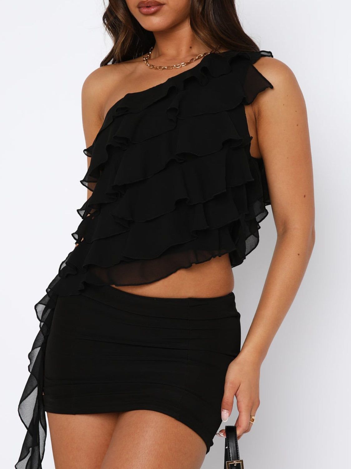 Layered Ruffled One Shoulder Tank - Charming Charlie