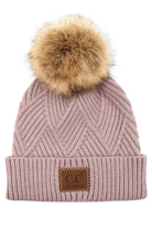 C.C Heather Beanie Hat With Pom Pom And Suede Patch - Charming Charlie
