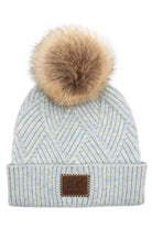 C.C Heather Beanie Hat With Pom Pom And Suede Patch - Charming Charlie
