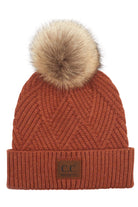 C.C Heather Beanie Hat With Pom Pom And Suede Patch - Charming Charlie