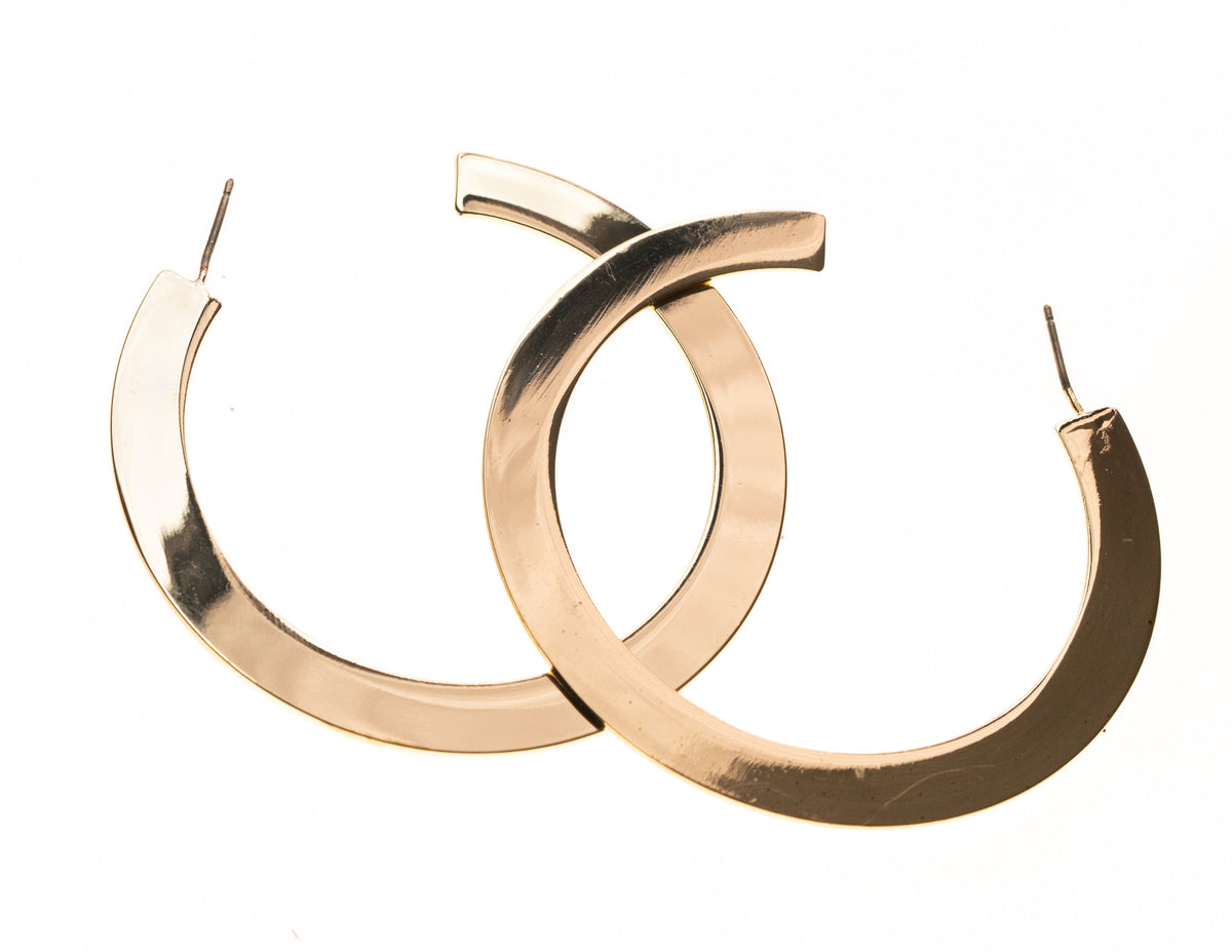 Gold Metal Flat Circle Hoop - Charming Charlie