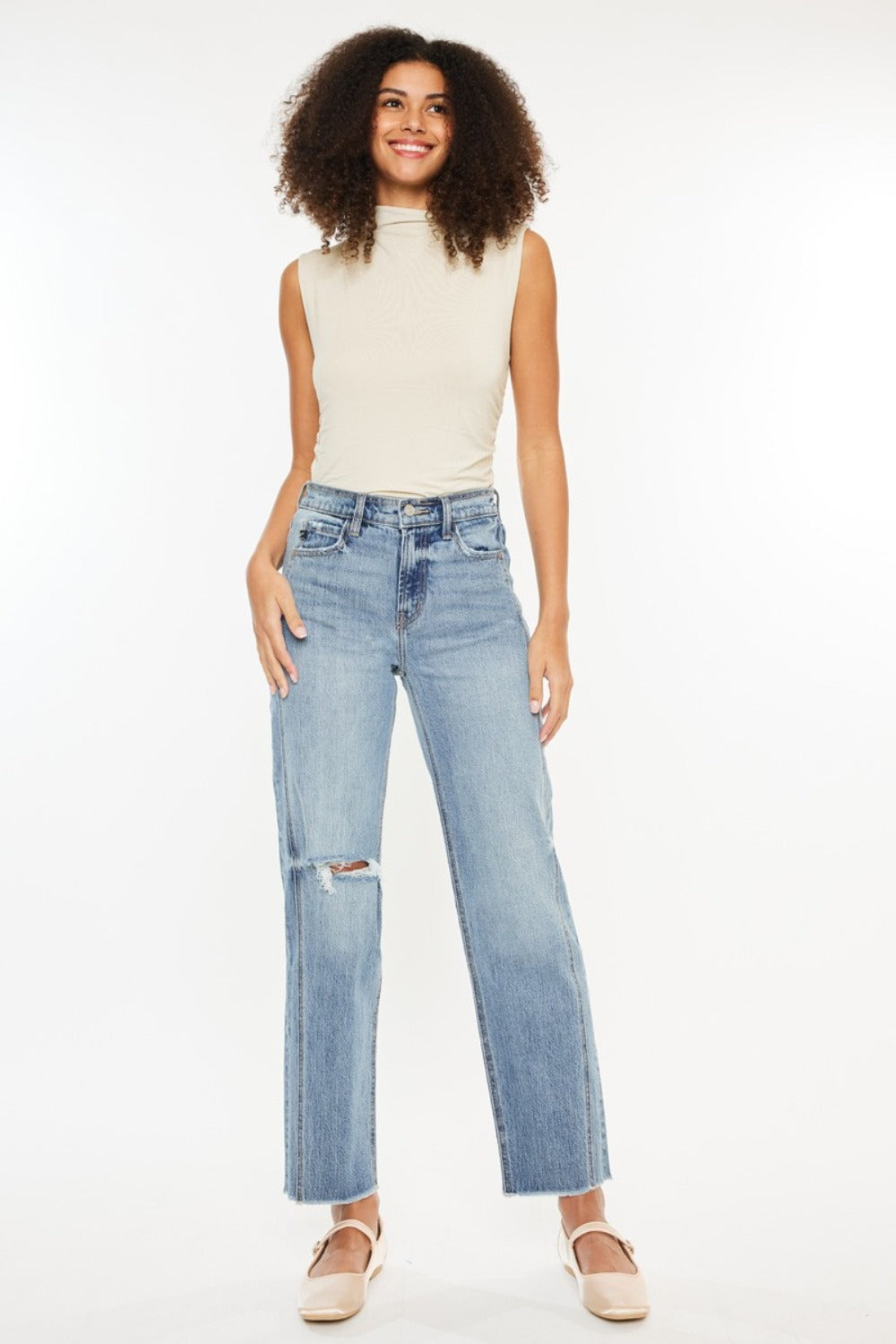 Kancan Ultra High Rise Distressed Straight Jeans - Charming Charlie