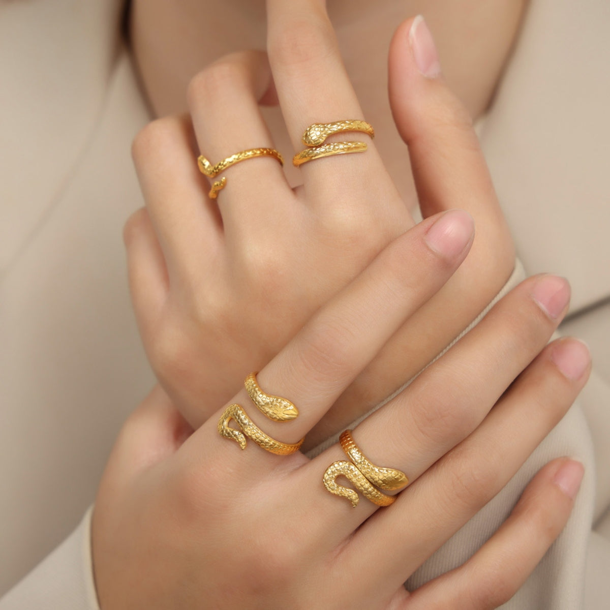 Titanium Steel Snake Shape Bypass Ring - Charming Charlie