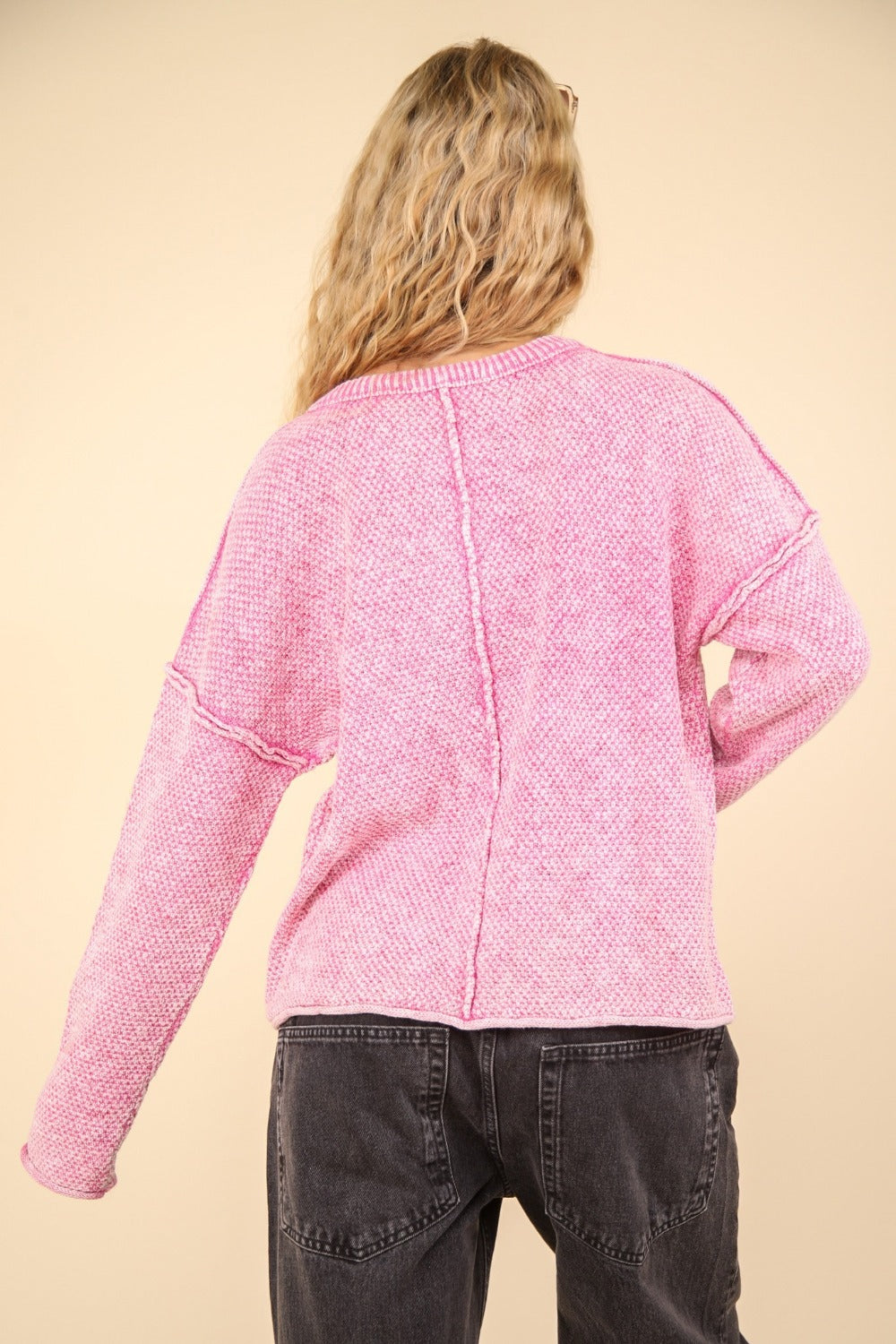 VERY J Mineral Washed Exposed Seam Sweater – Charming Charlie