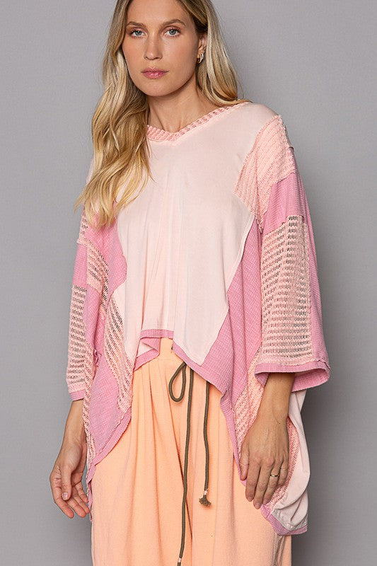 POL High-Low Contrast V-Neck Top - Charming Charlie