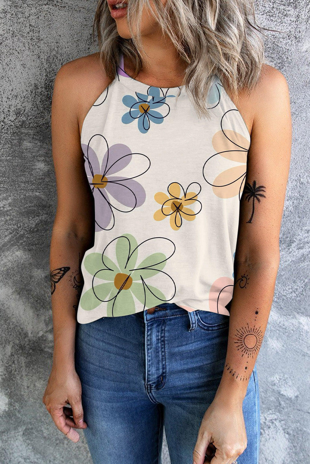Printed Round Neck Tank - Charming Charlie