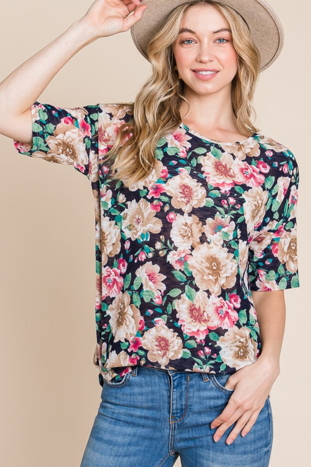 BOMBOM Floral Round Neck T-Shirt - Charming Charlie